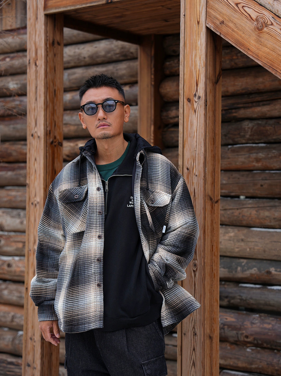 LAPRIMA DETACHABLE-HOOD QUILTED SHIRT JACKET