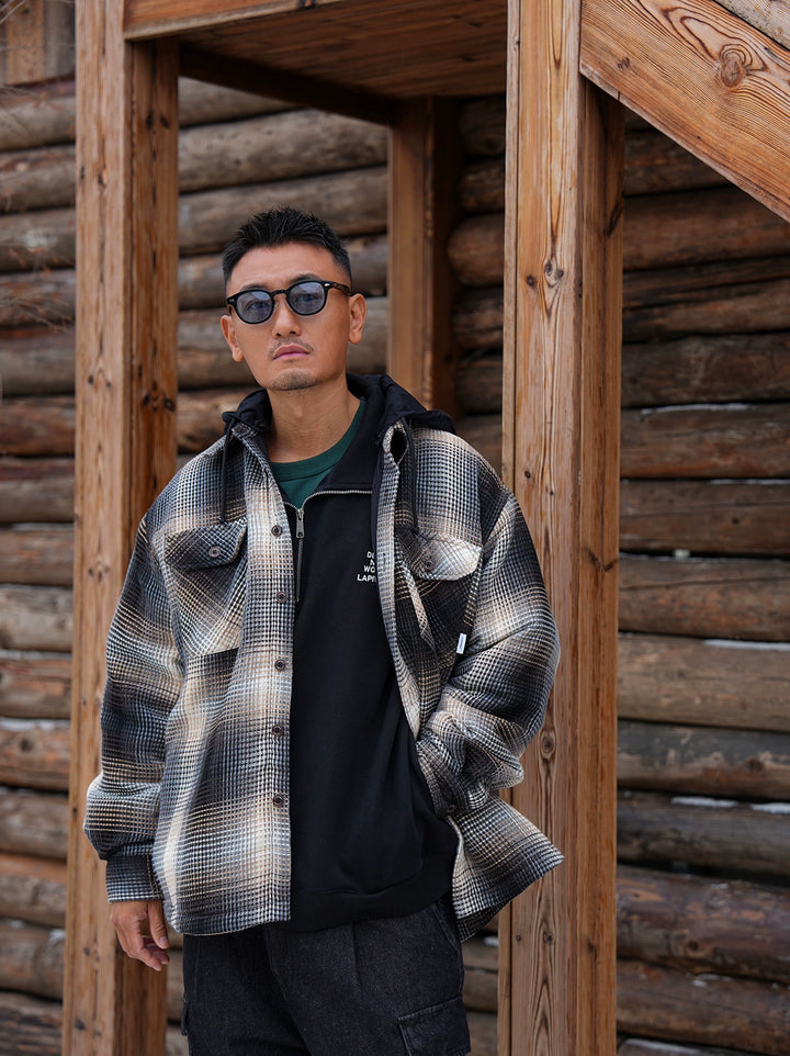 LAPRIMA DETACHABLE-HOOD QUILTED SHIRT JACKET