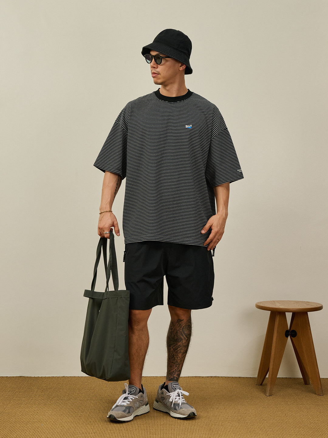 Embroidered Pinstripe Tee