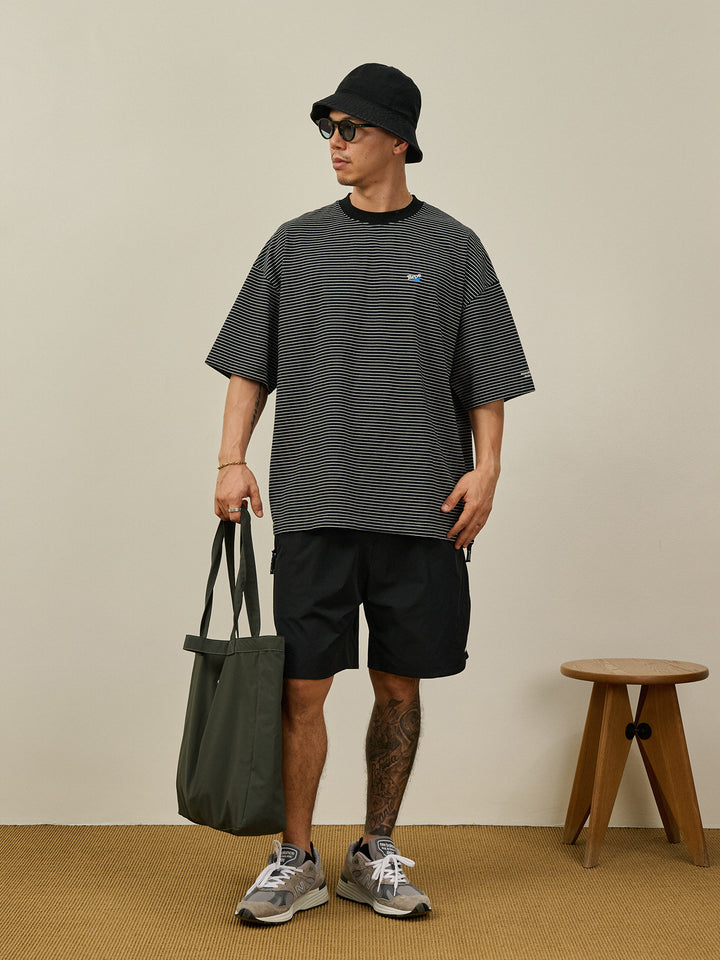 Embroidered Pinstripe Tee
