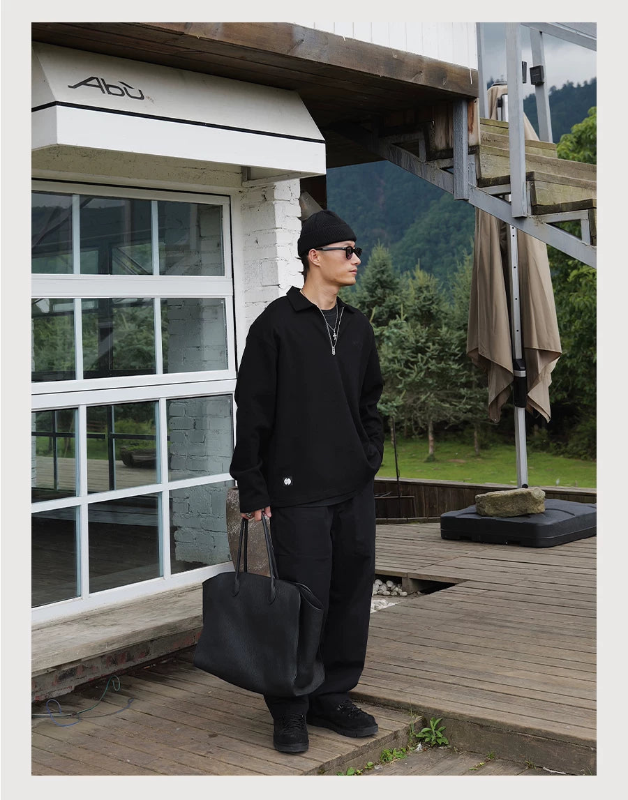 Half-Zip Lapel Long Sleeve