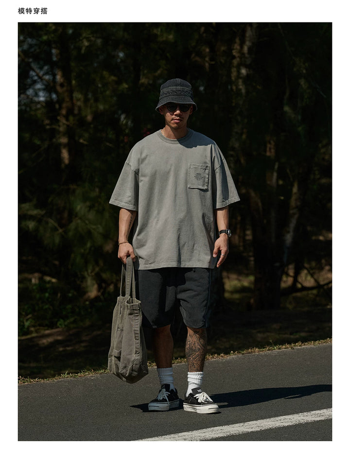 Vintage Wax-Dye Pocket Print Tee