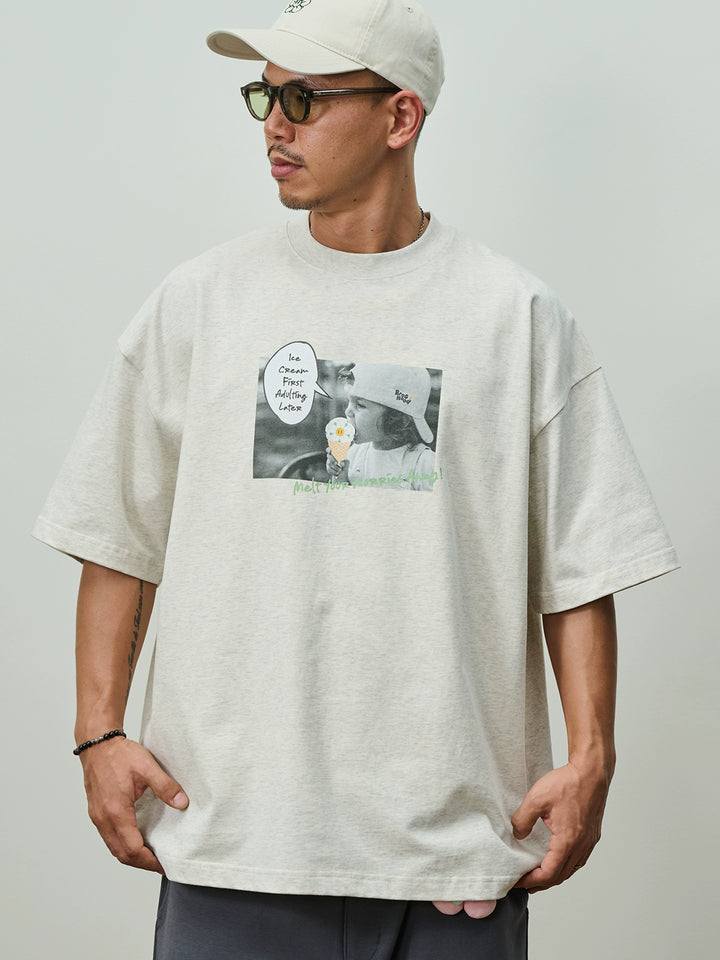 Broshood x JoeNg collaboration series "Ice Cream" Flower Print Tee