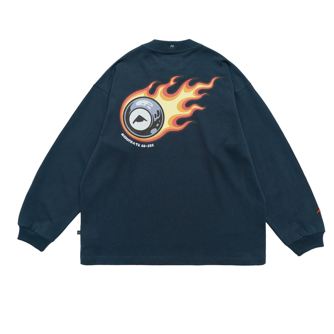 Flaming 8 Ball Print Tee