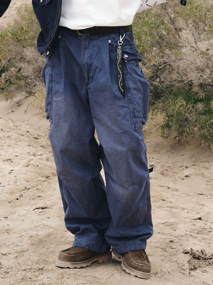 Heavy Wash Distressed Big Pocket Cargo Slacks
