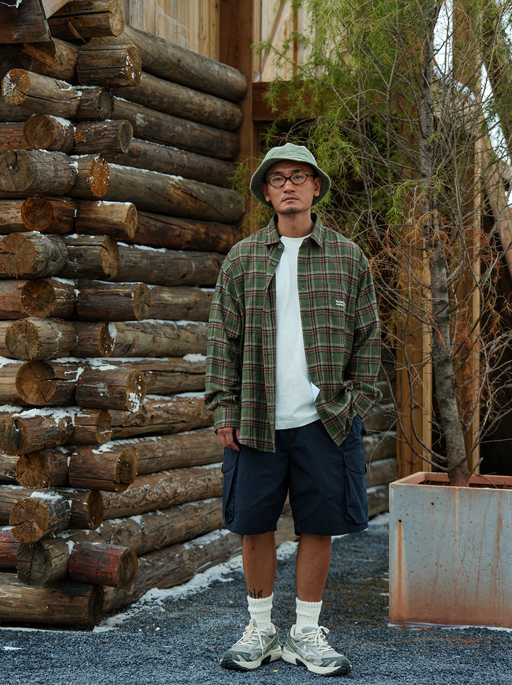 LAPRIMA OVERSIZED PLAID PRINT SHIRT