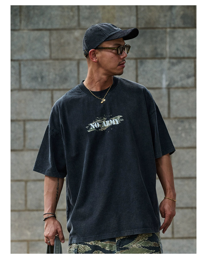 "No Army" Camo Print Tee