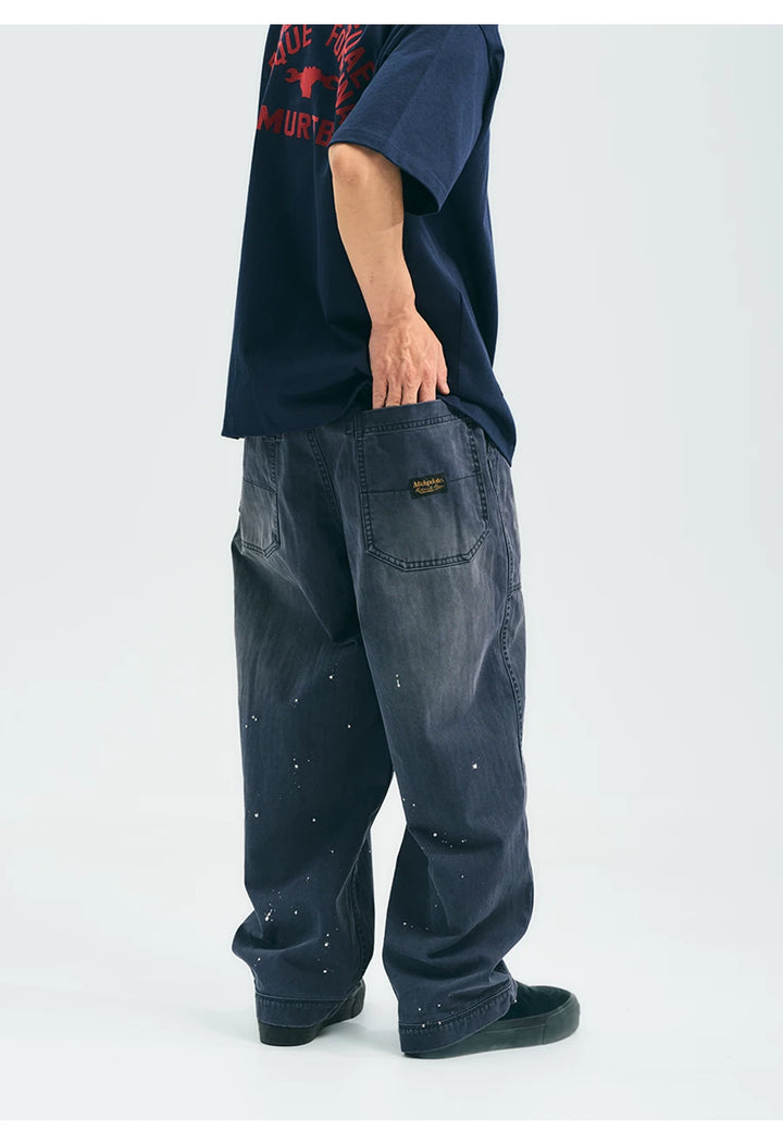 MUP26036 Vintage Washed Splash Ink Cargo Pants