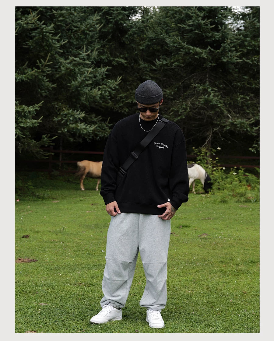 Cotton Waffle Crewneck Sweatshirt