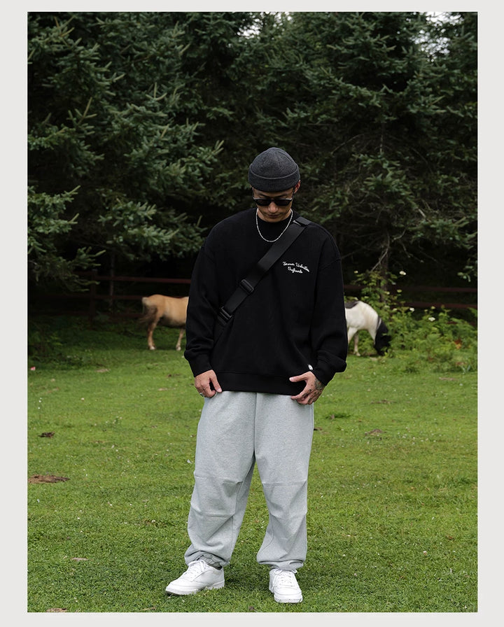 Cotton Waffle Crewneck Sweatshirt