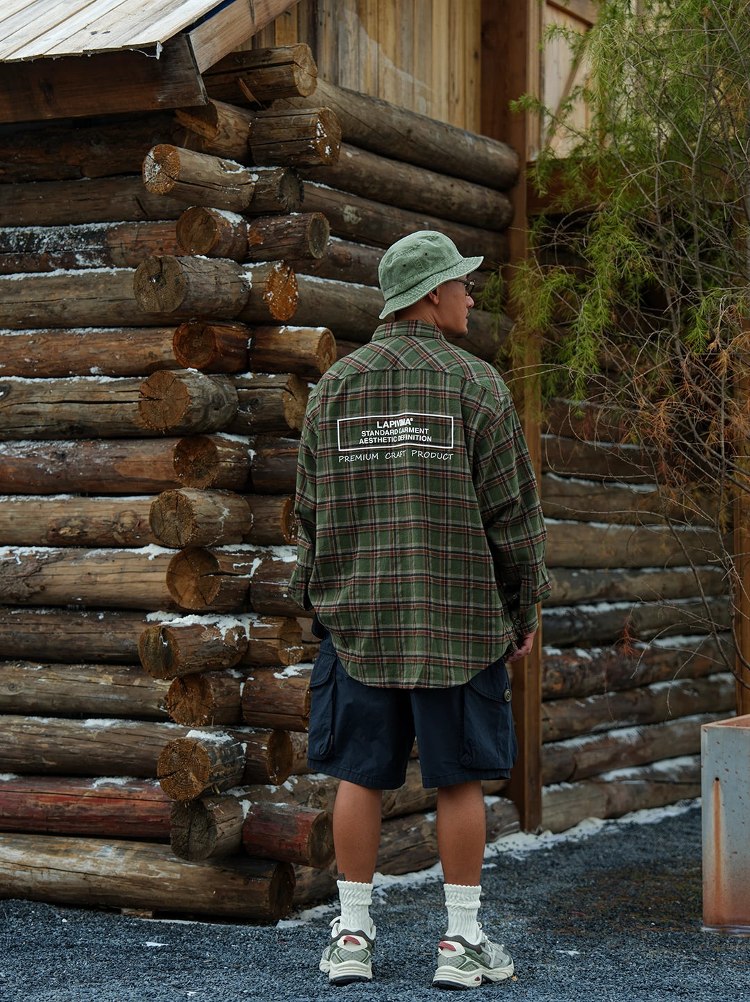 LAPRIMA OVERSIZED PLAID PRINT SHIRT