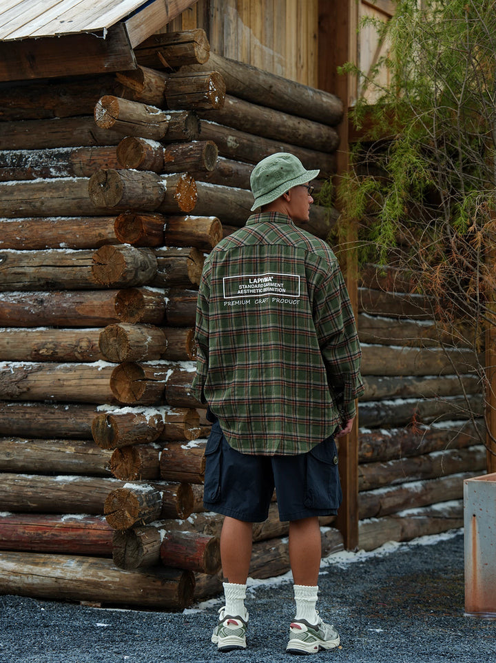 LAPRIMA OVERSIZED PLAID PRINT SHIRT