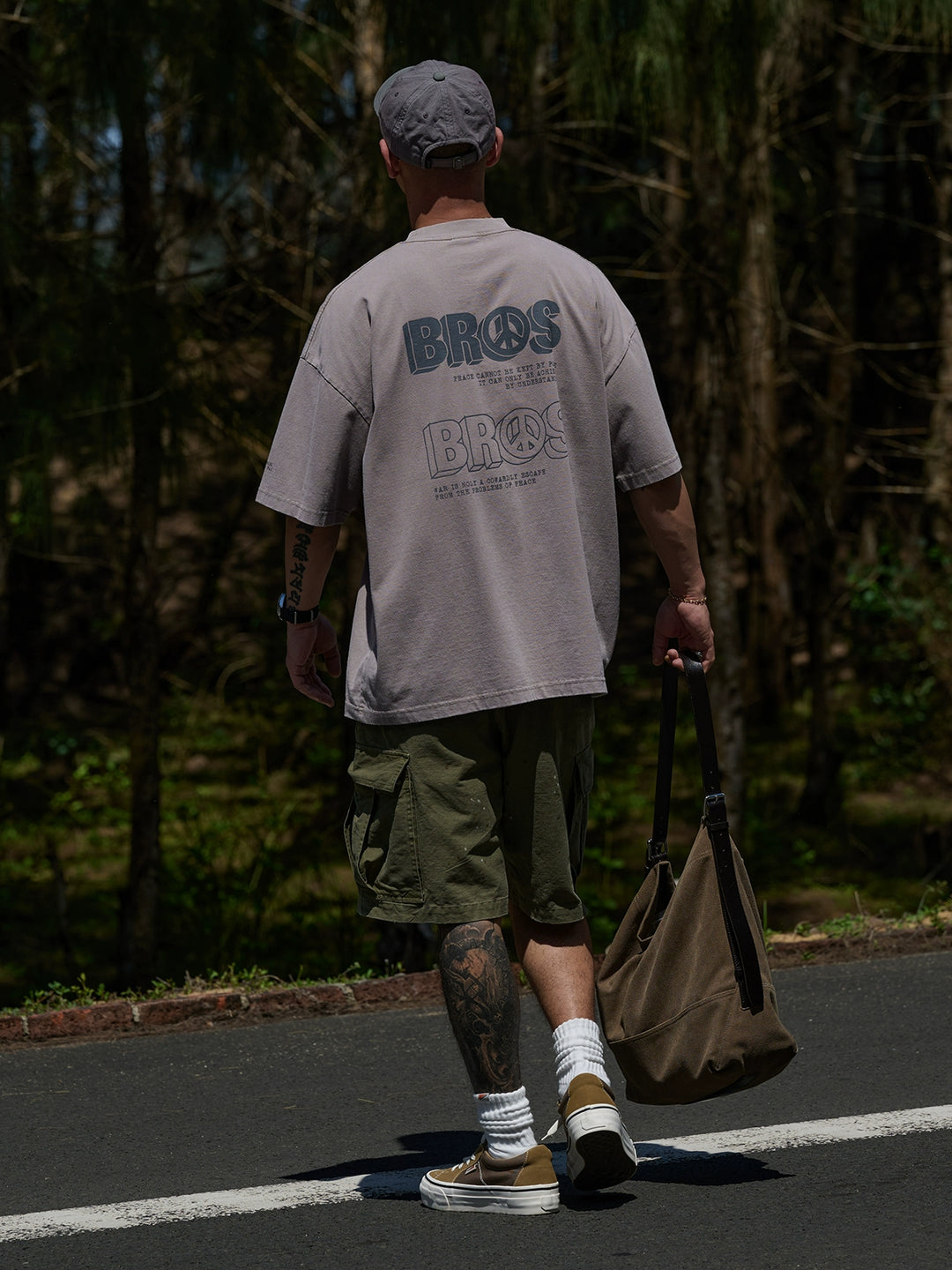 "BROS" Acid Wash Print Tee