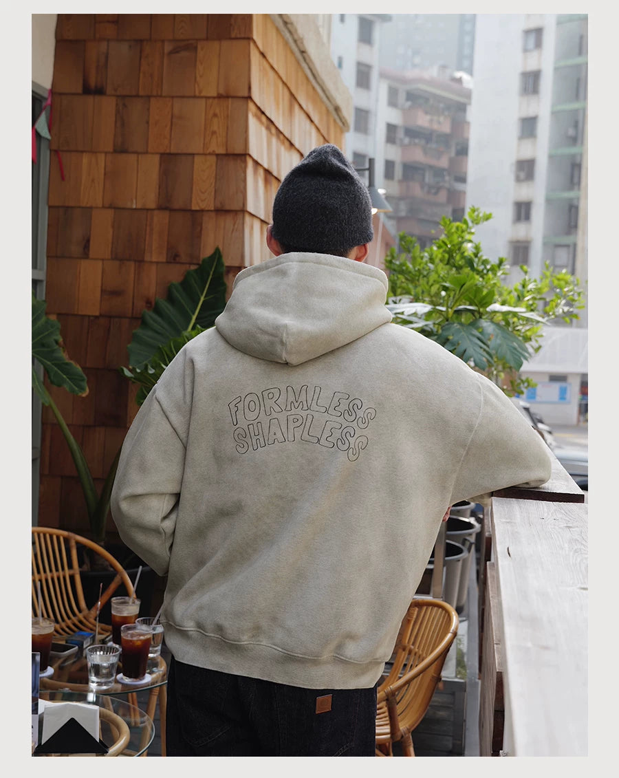 Washed Print Fleece Hoodie