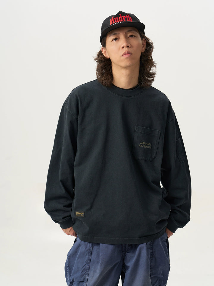 Washed Slogan Print Crew Neck Tee