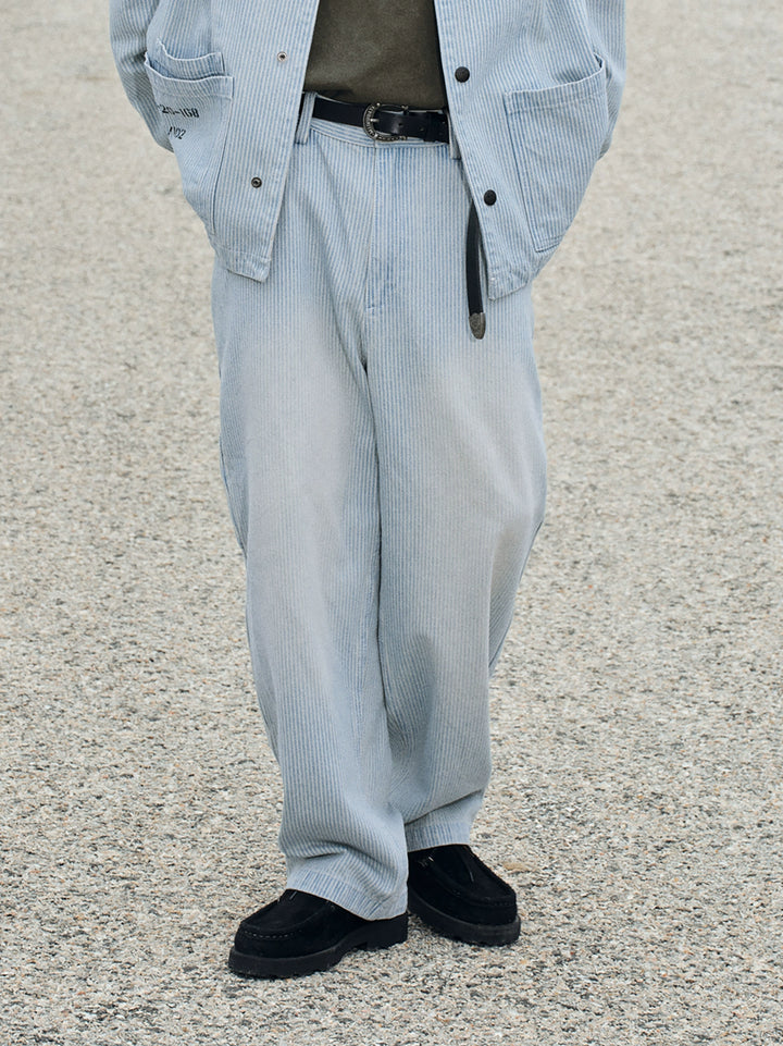 Washed Pin Striped Trousers