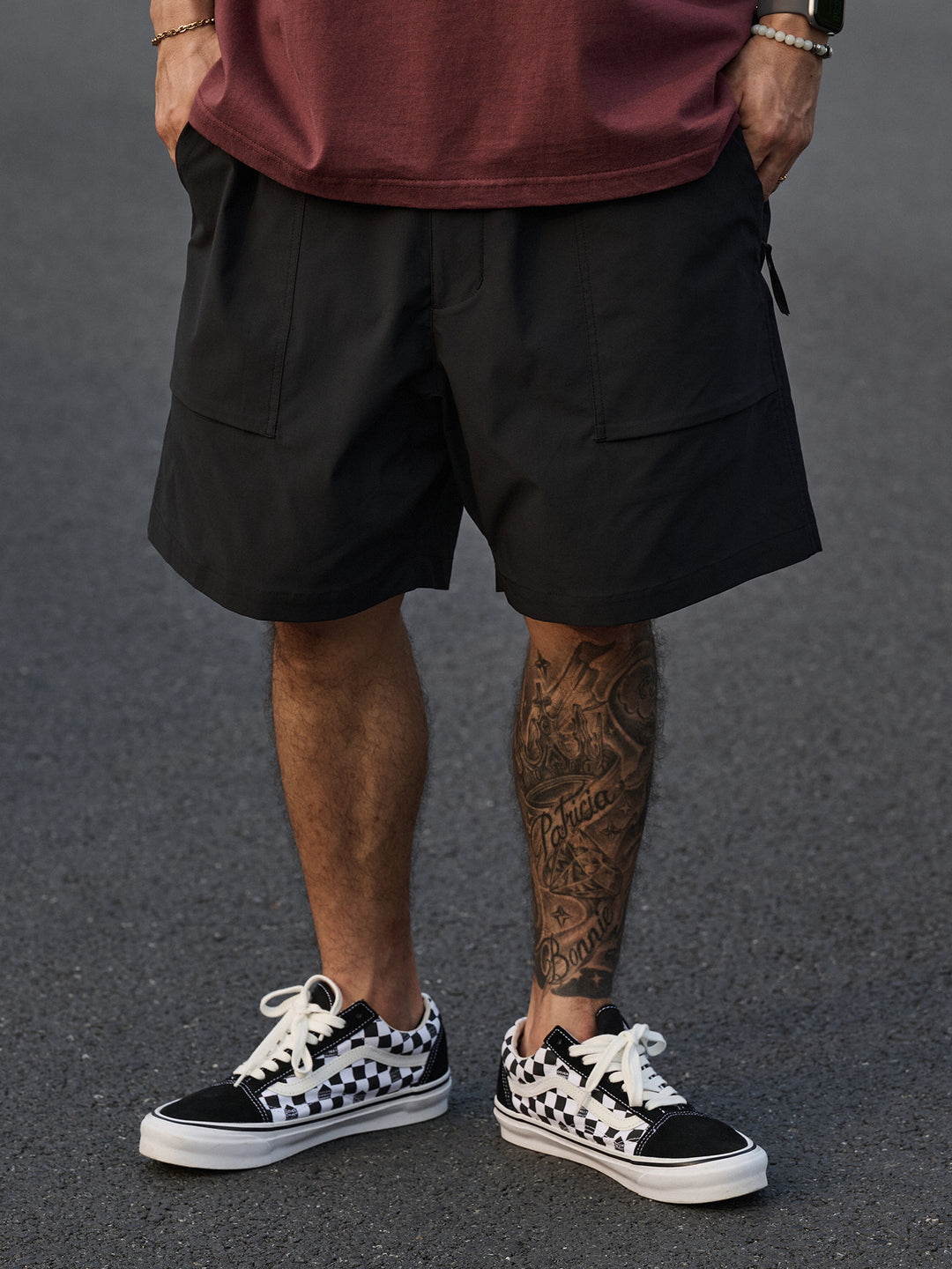 Zip Pocket Cropped Cargo Shorts