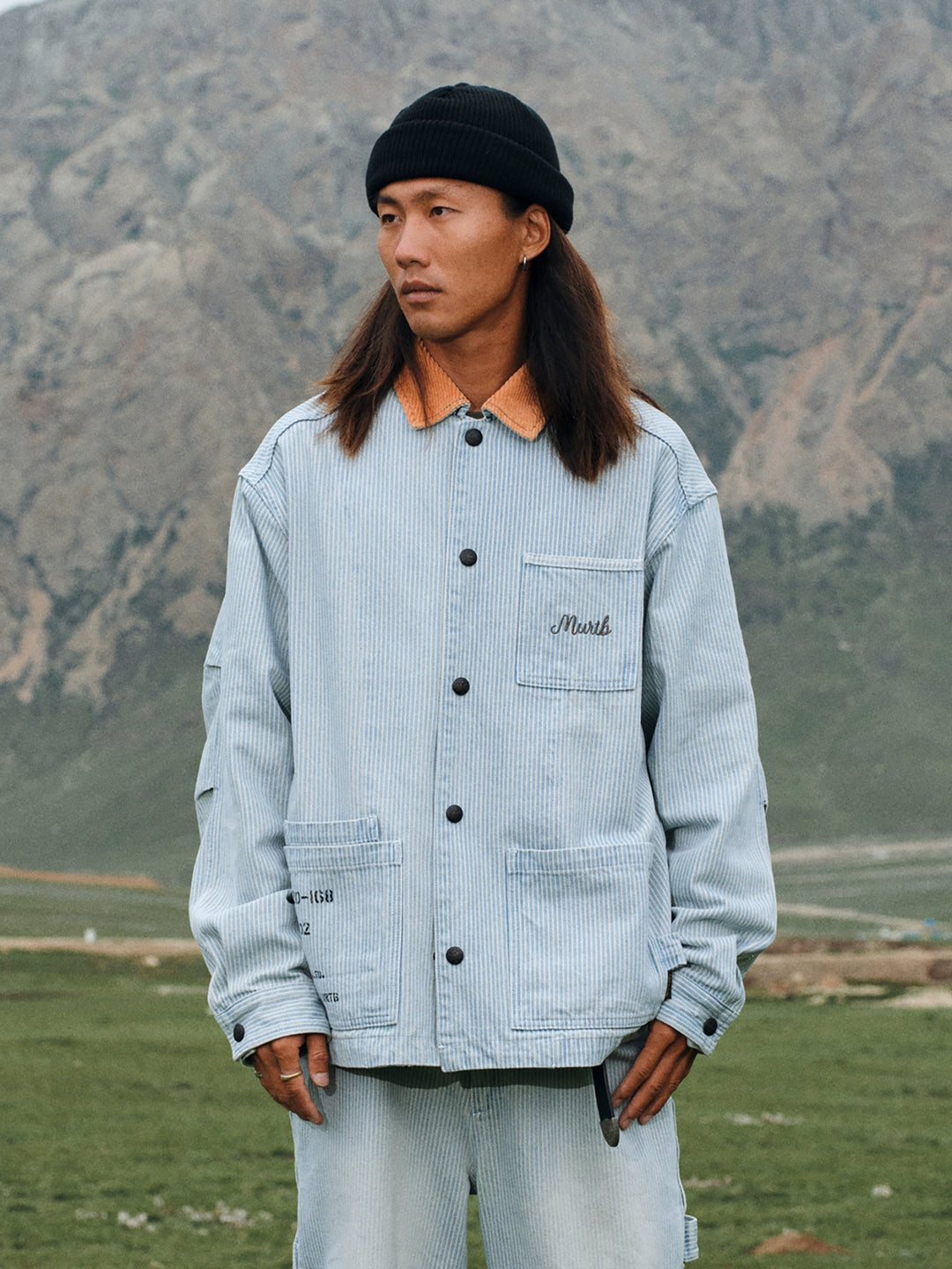 Washed Distressed Vintage Pin Stripe Jacket