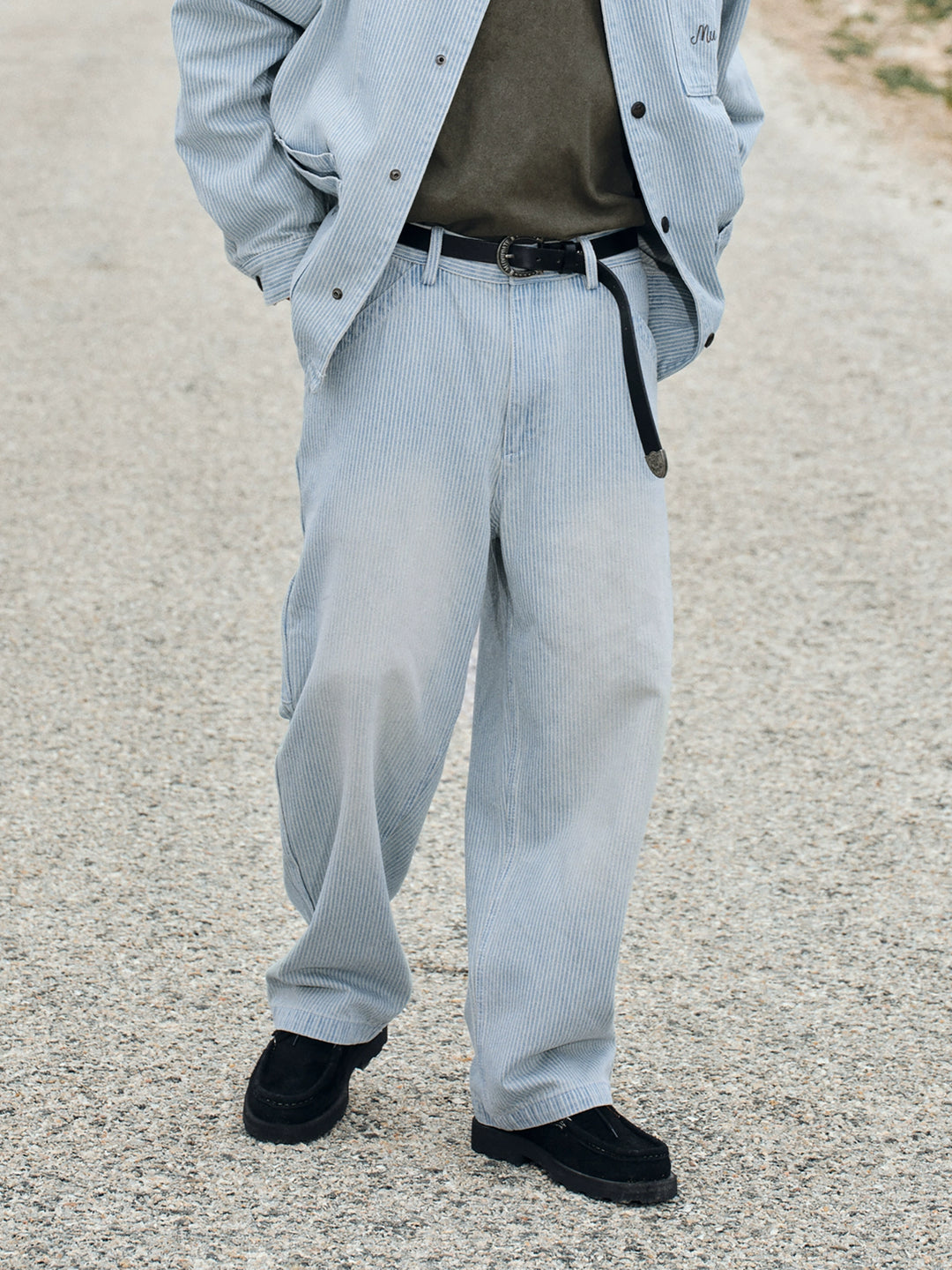 Washed Pin Striped Trousers