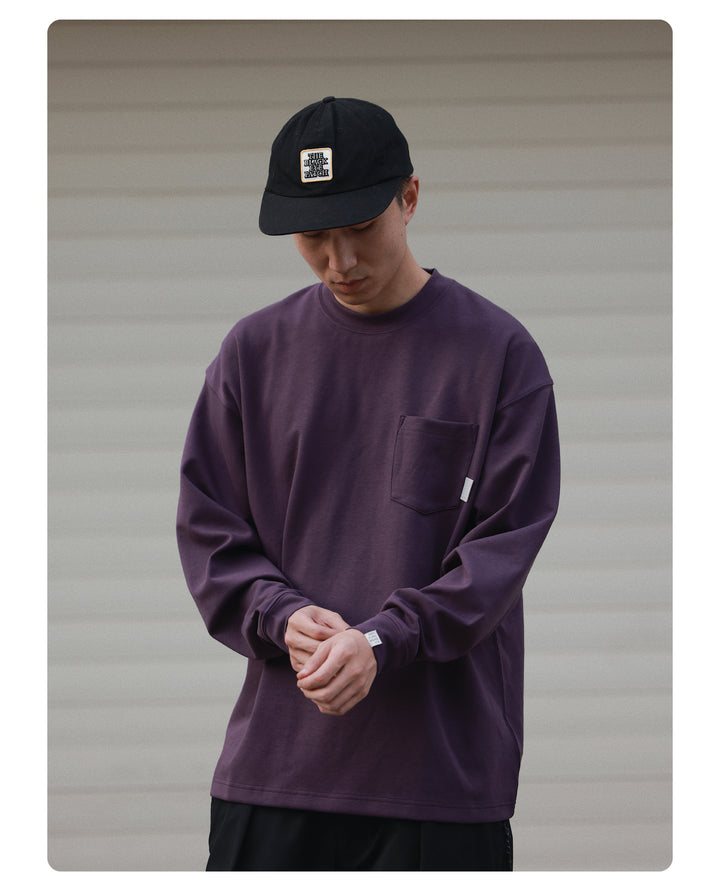 Long Sleeve Space Cotton Pocket Tee