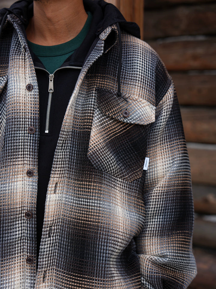 LAPRIMA DETACHABLE-HOOD QUILTED SHIRT JACKET