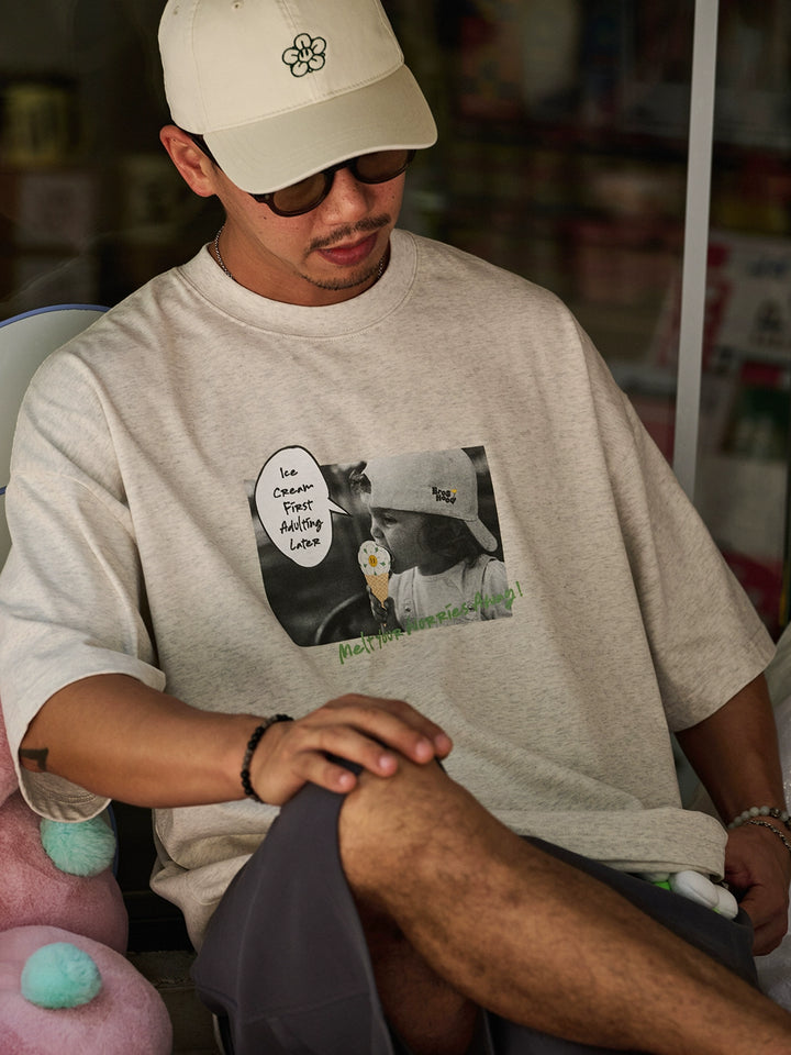 Broshood x JoeNg collaboration series "Ice Cream" Flower Print Tee