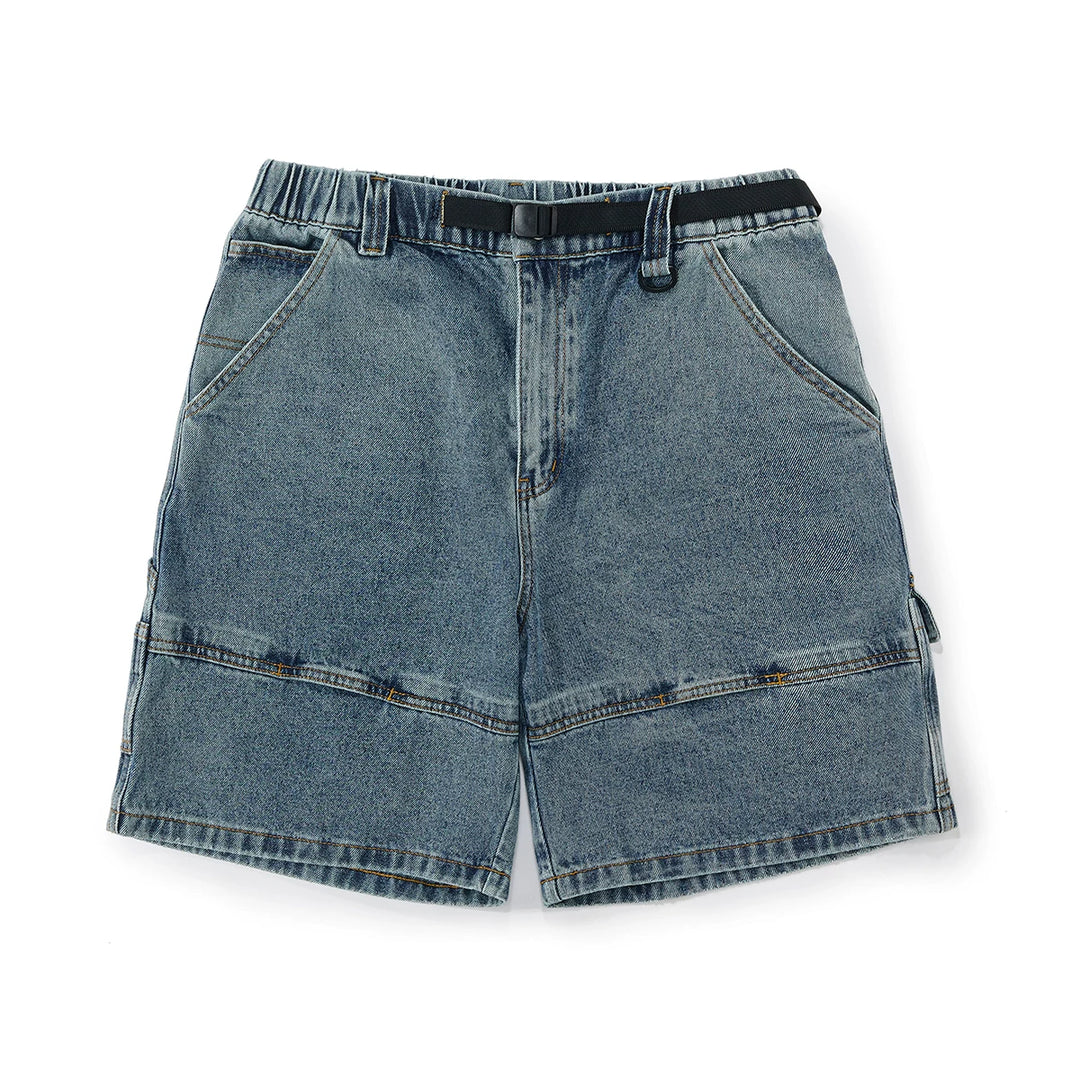 Washed Denim Cargo Shorts