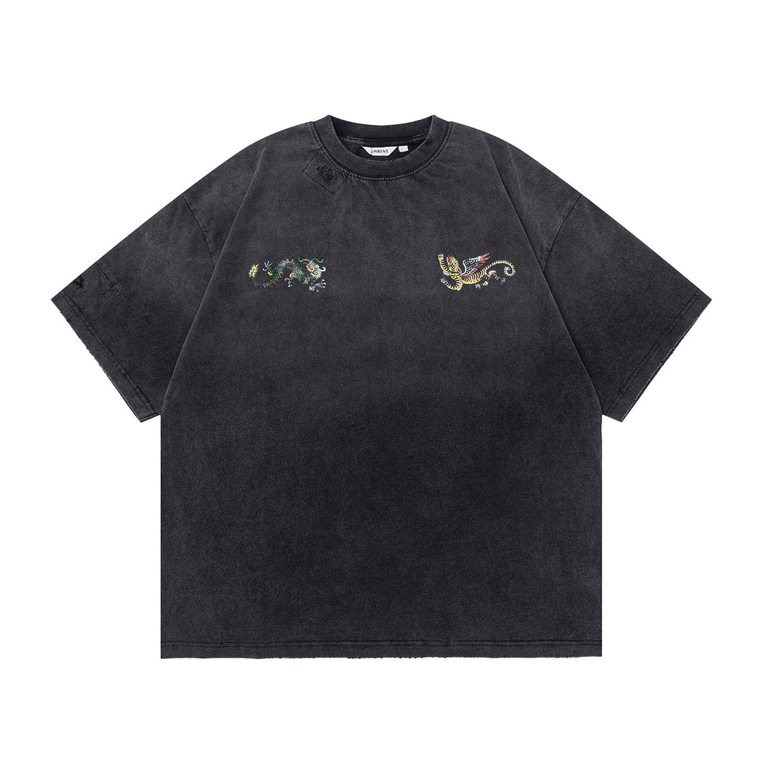 Acid Washed Oriental Print Tee
