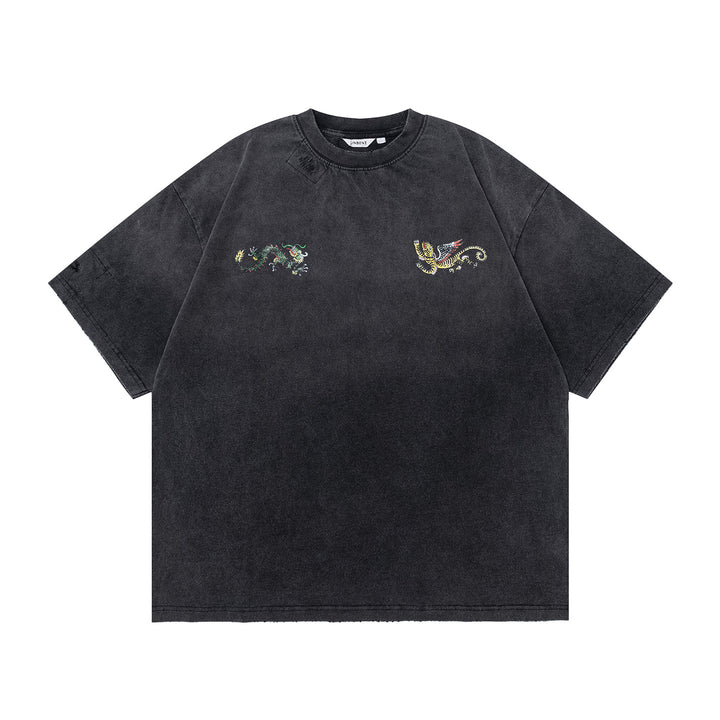 Acid Washed Oriental Print Tee