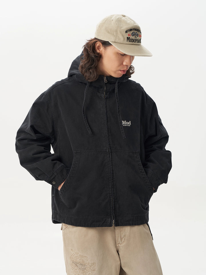 Washed Distressed Commuter Hooded Jacket