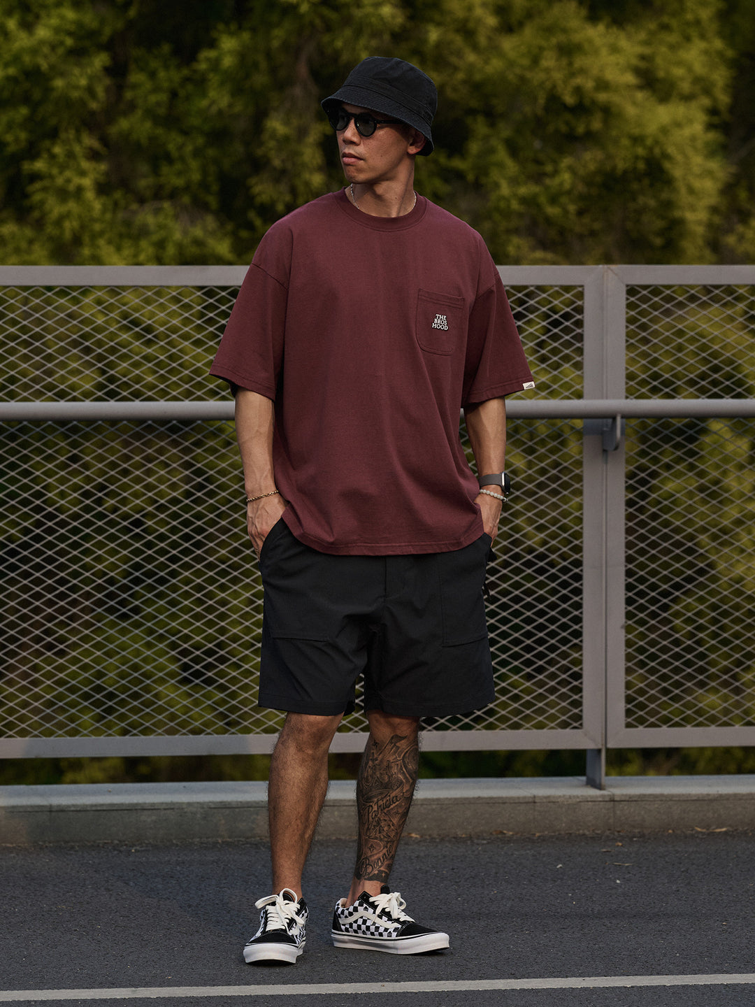 Text Embroidered Pocket Tee
