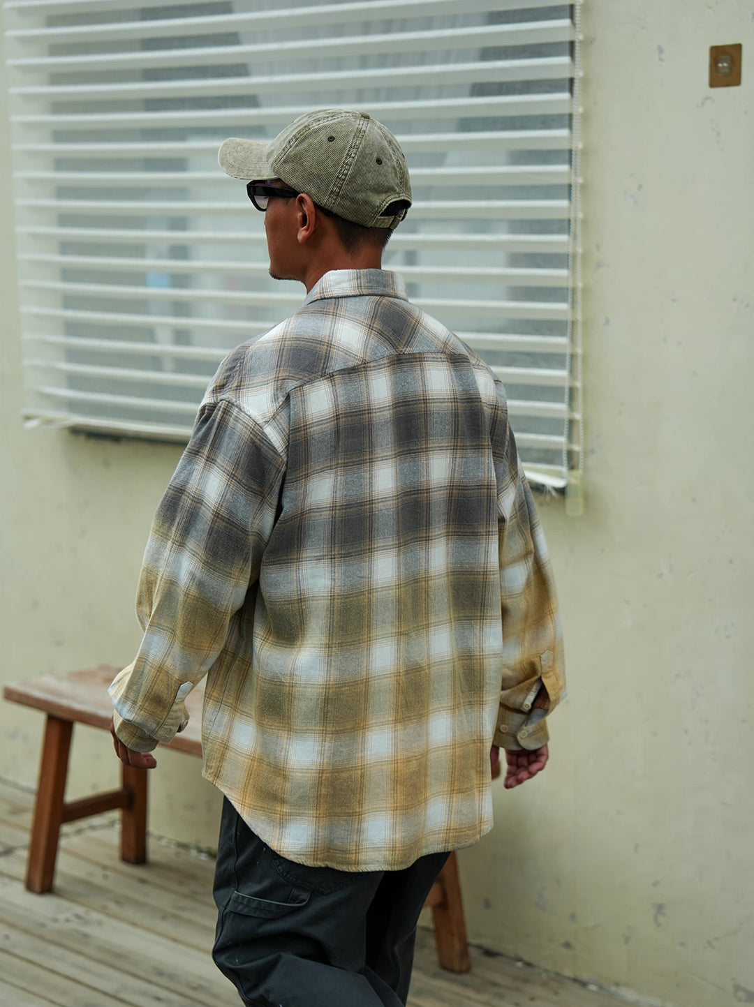 LAPIVIMA FADE GRADIENT PLAID OVERSIZED SHIRT