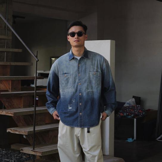 Washed Distress Denim Shirt