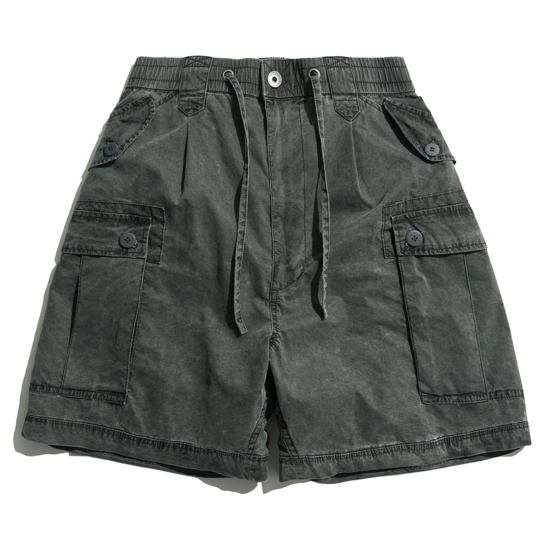 Vintage Washed Drawstring Cargo Shorts
