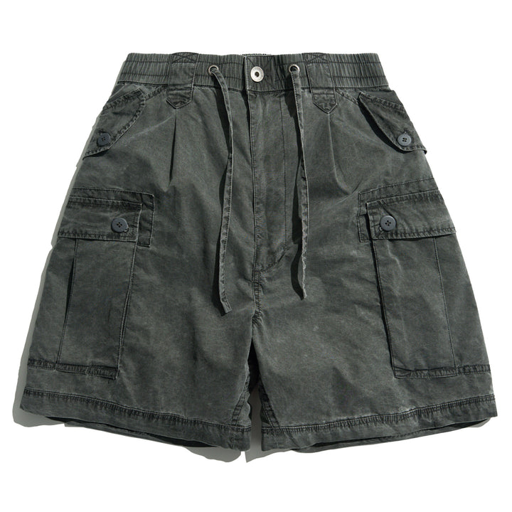 Vintage Washed Drawstring Cargo Shorts