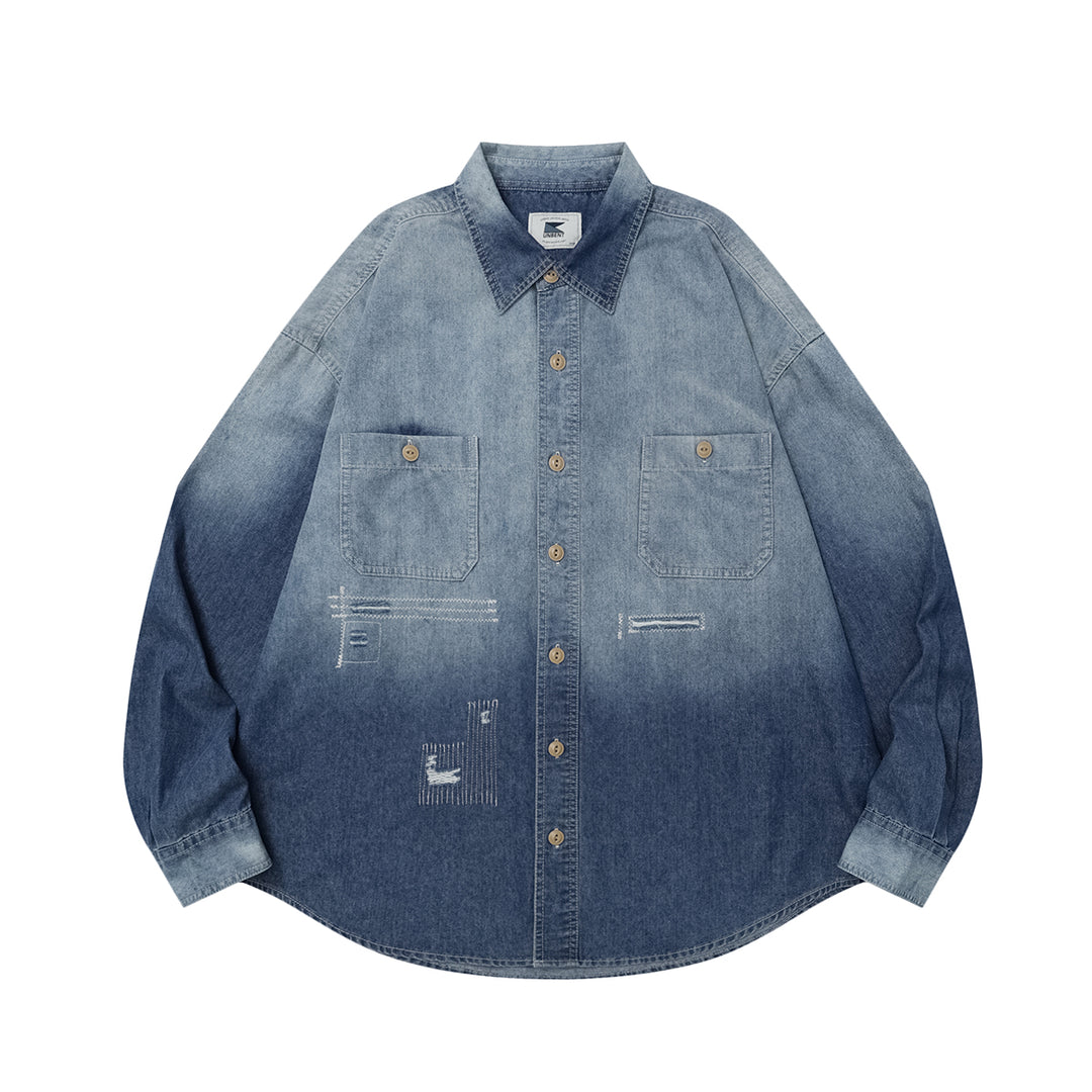 Washed Distress Denim Shirt