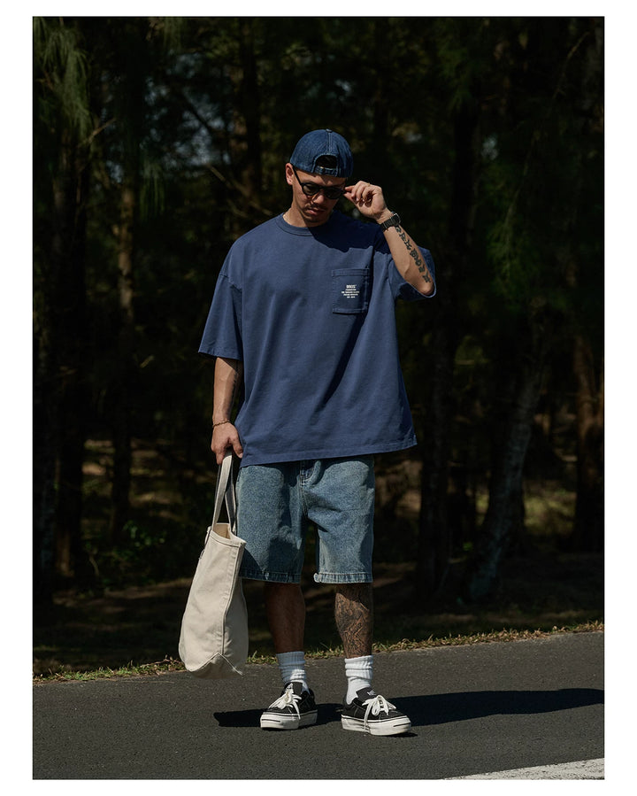 Vintage Wax-Dye Pocket Print Tee