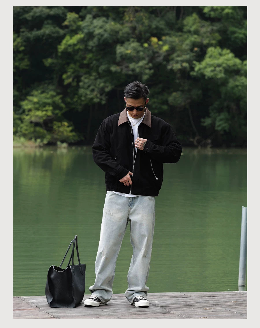 Horsehide Collar Harrington Jacket