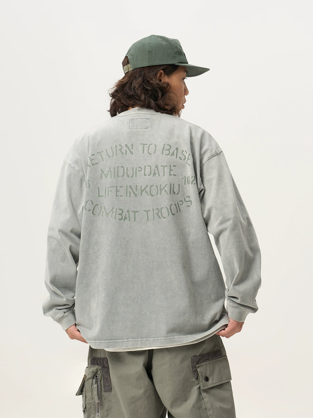 Washed Slogan Print Crew Neck Tee