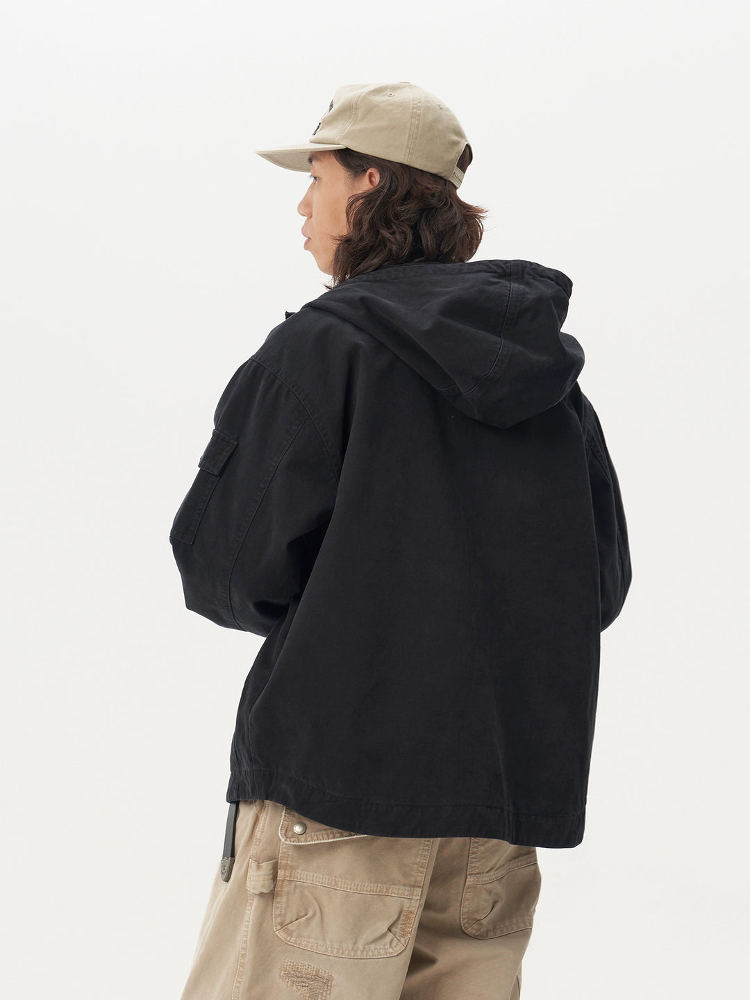 Washed Distressed Commuter Hooded Jacket