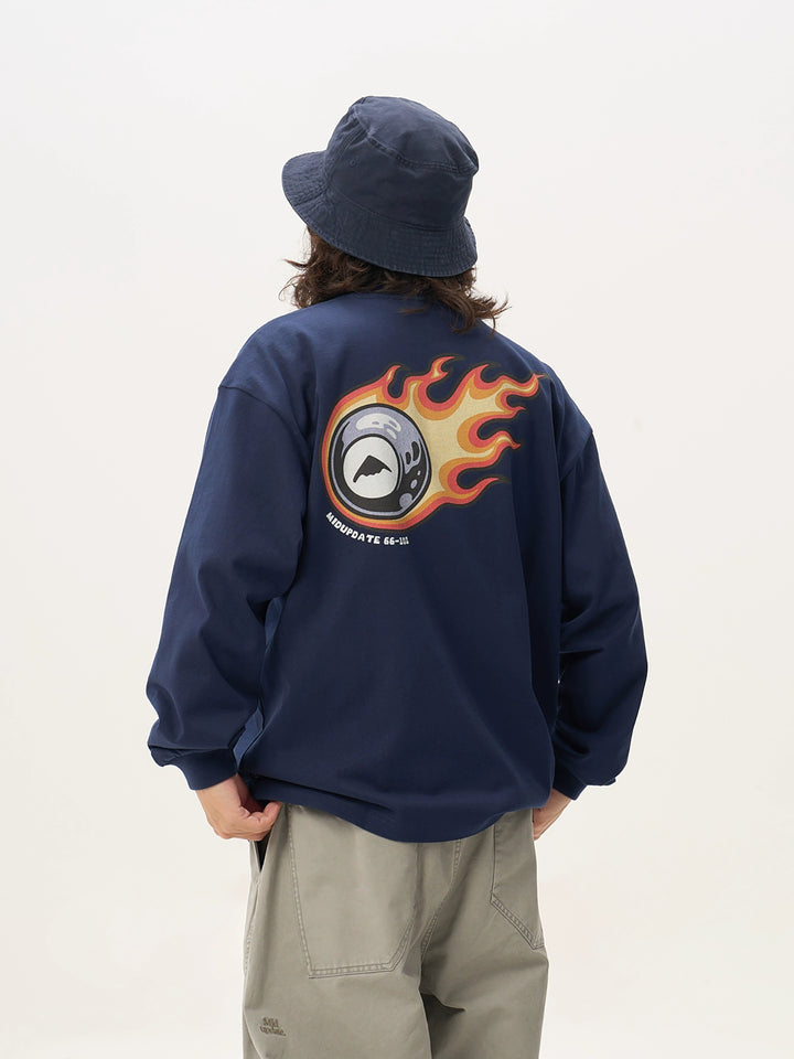 Flaming 8 Ball Print Tee