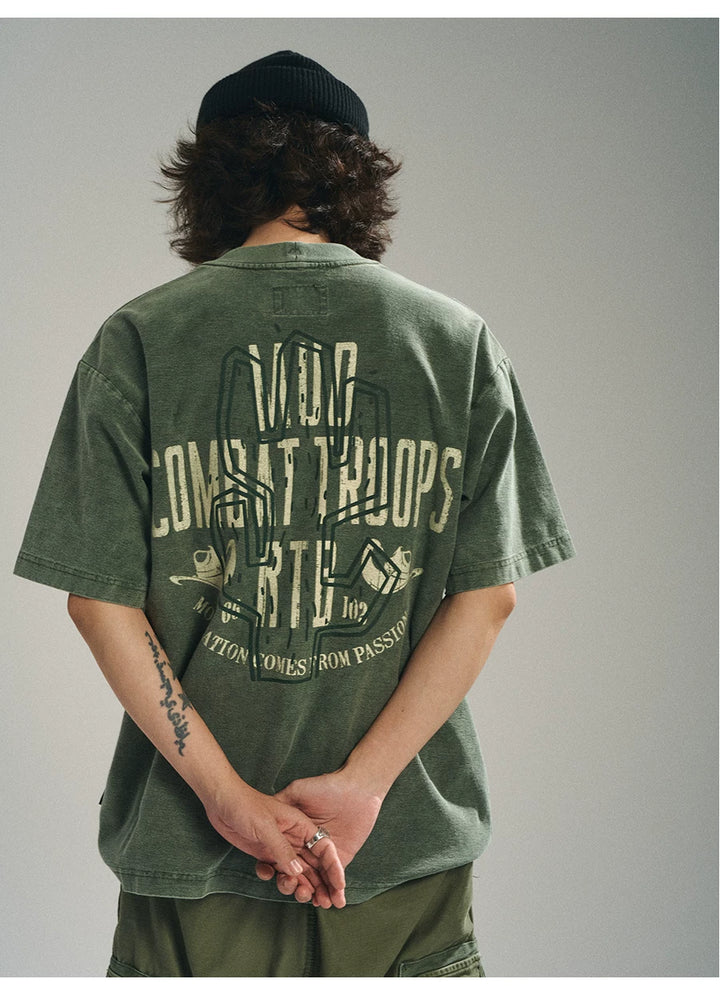 MU567 Vintage Washed Cactus Print Tee