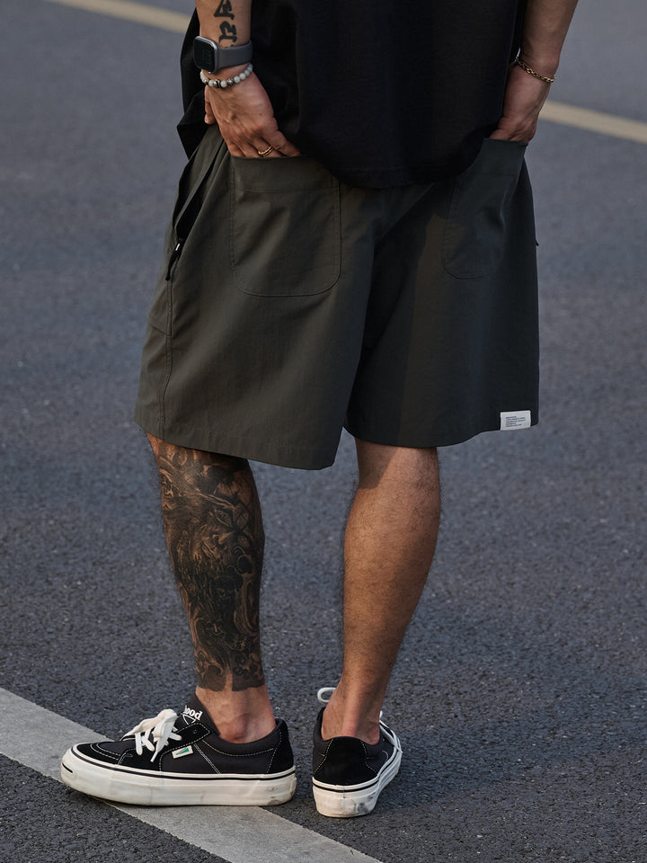 Zip Pocket Cropped Cargo Shorts