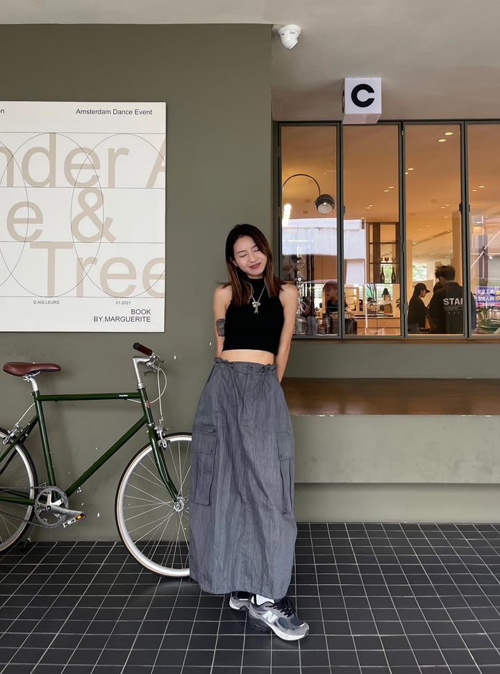 Acid Wash Cargo Skirt