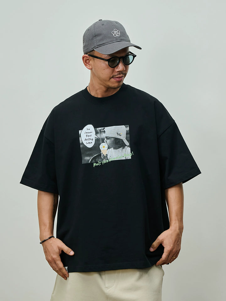 Broshood x JoeNg collaboration series "Ice Cream" Flower Print Tee