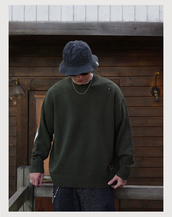 Wool-Blend Distressed Sweater