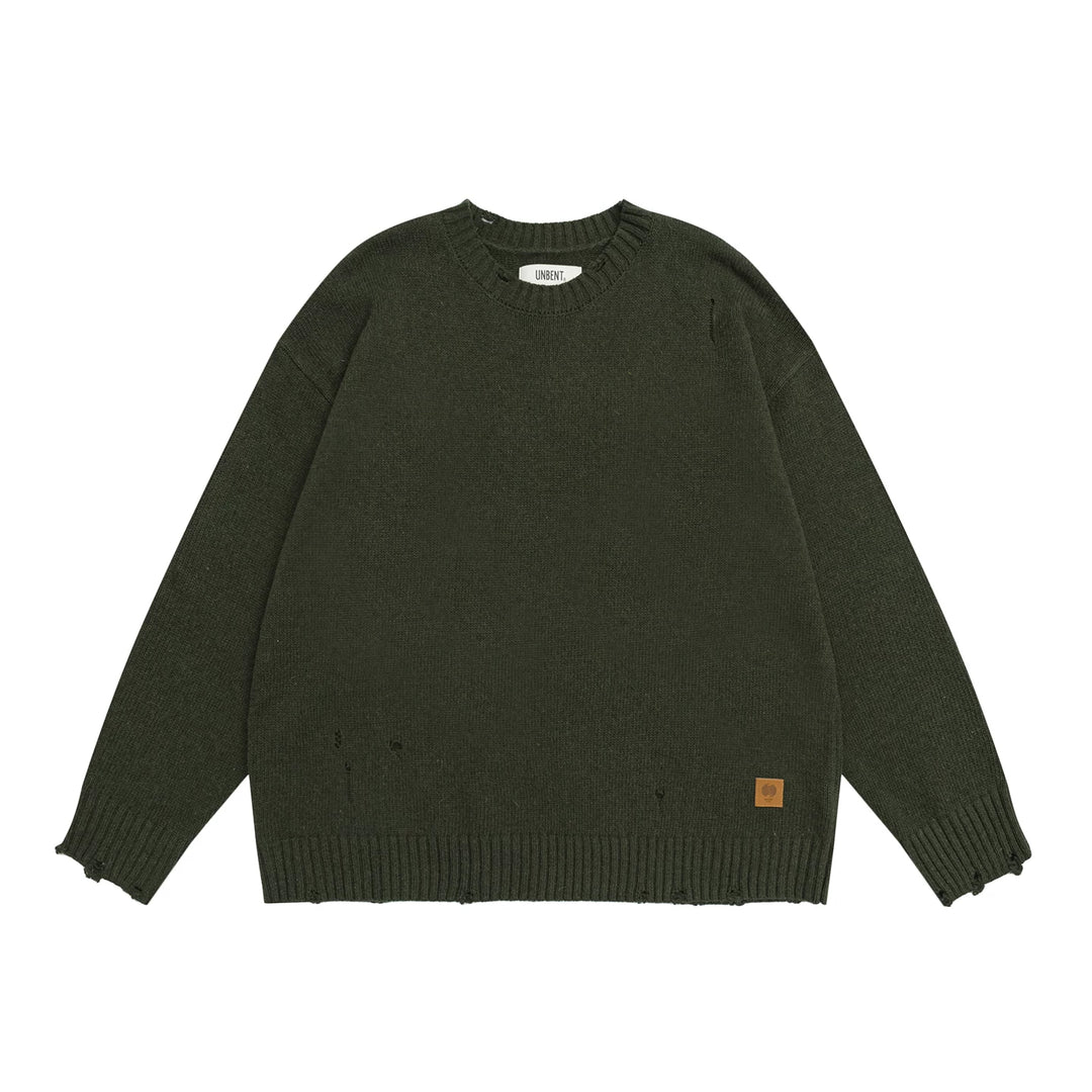 Wool-Blend Distressed Sweater