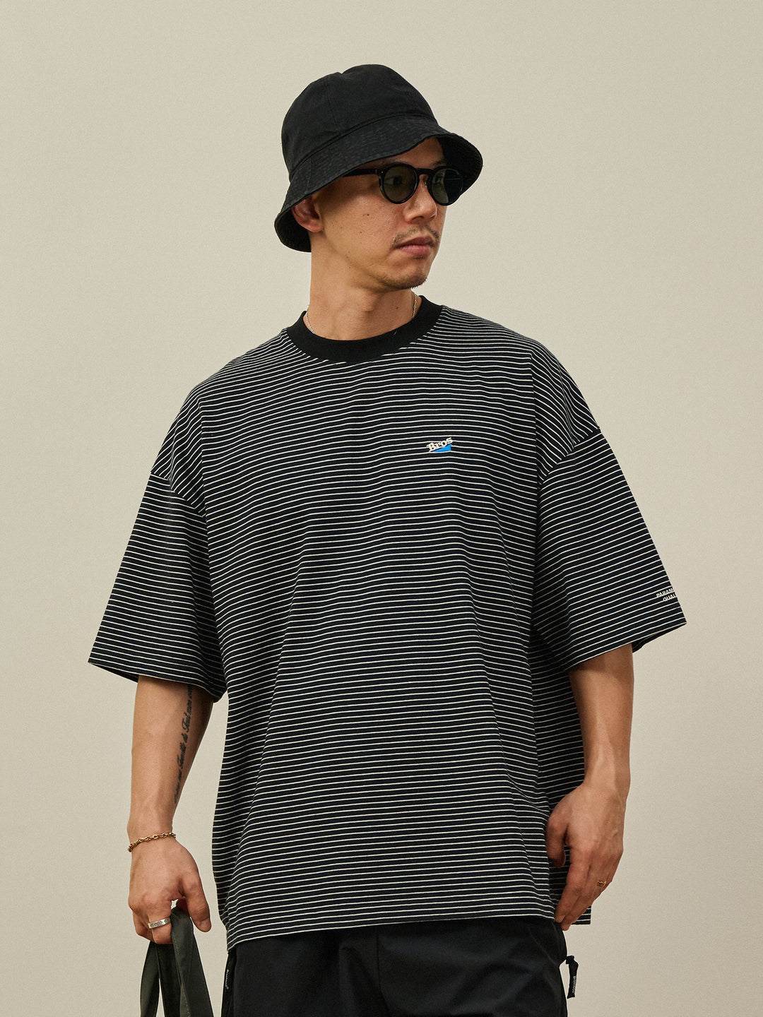 Embroidered Pinstripe Tee