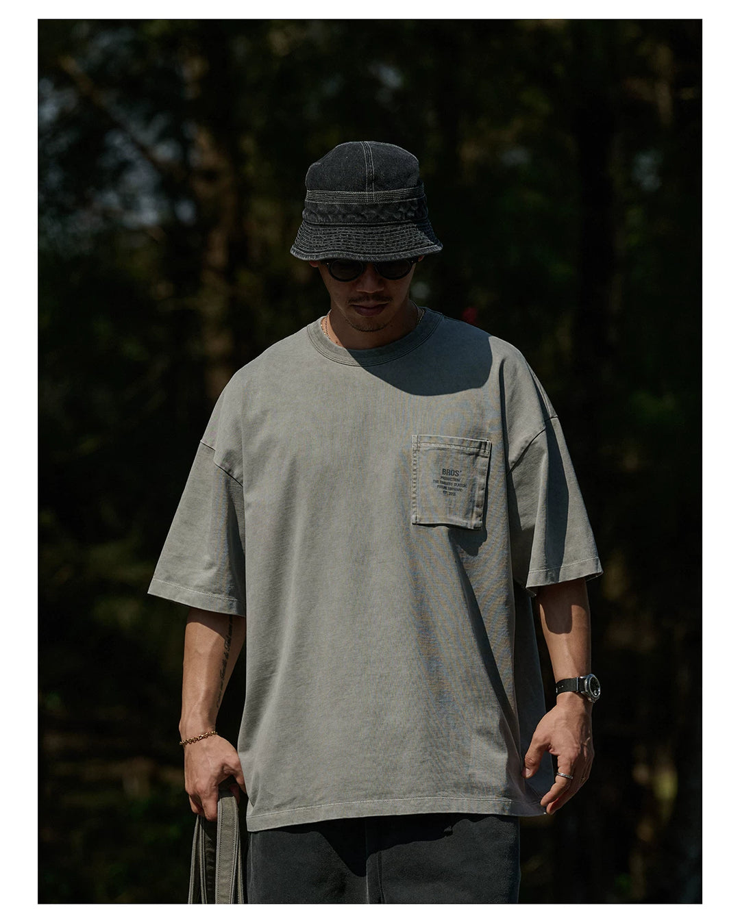 Vintage Wax-Dye Pocket Print Tee