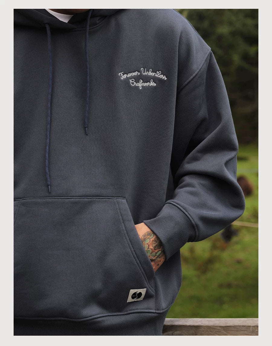 Crane Embroidered Fleece Hoodie